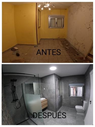 Antes y después de baño con ducha