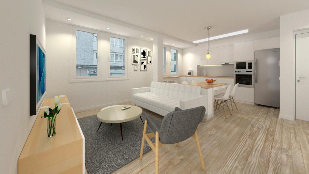 Reforma de salón y cocina abiertos